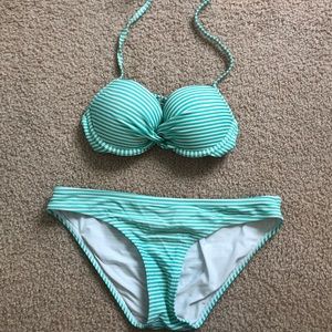 aerie striped bikini top & bottoms